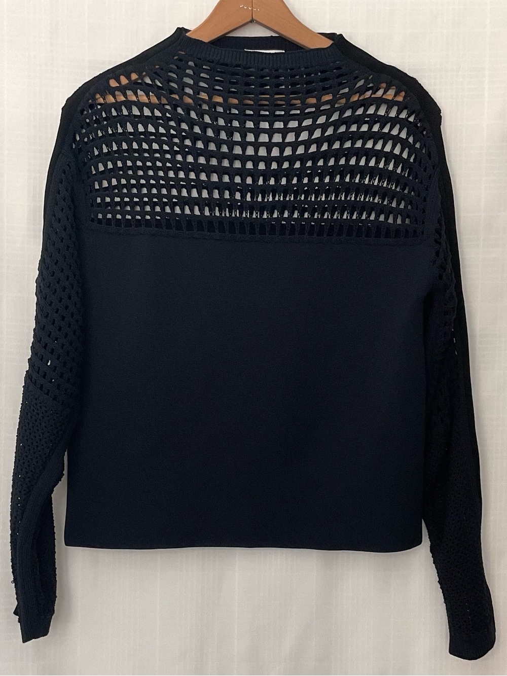 Helmut Lang Black Open-Weave Crewneck Sweater